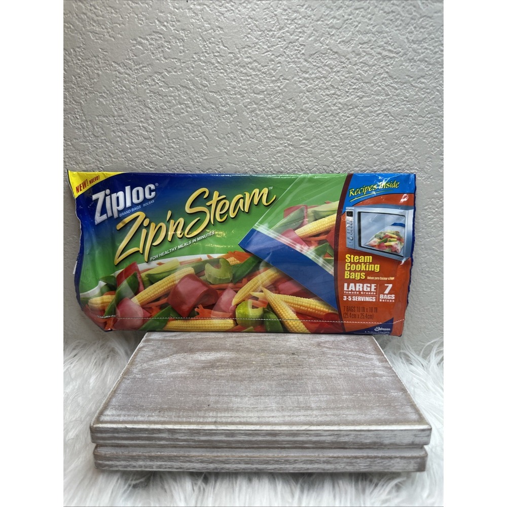 $11 🌙 NEW Sealed Ziploc Zip N Steam Microwave Bags Large 7ct 10"x10"